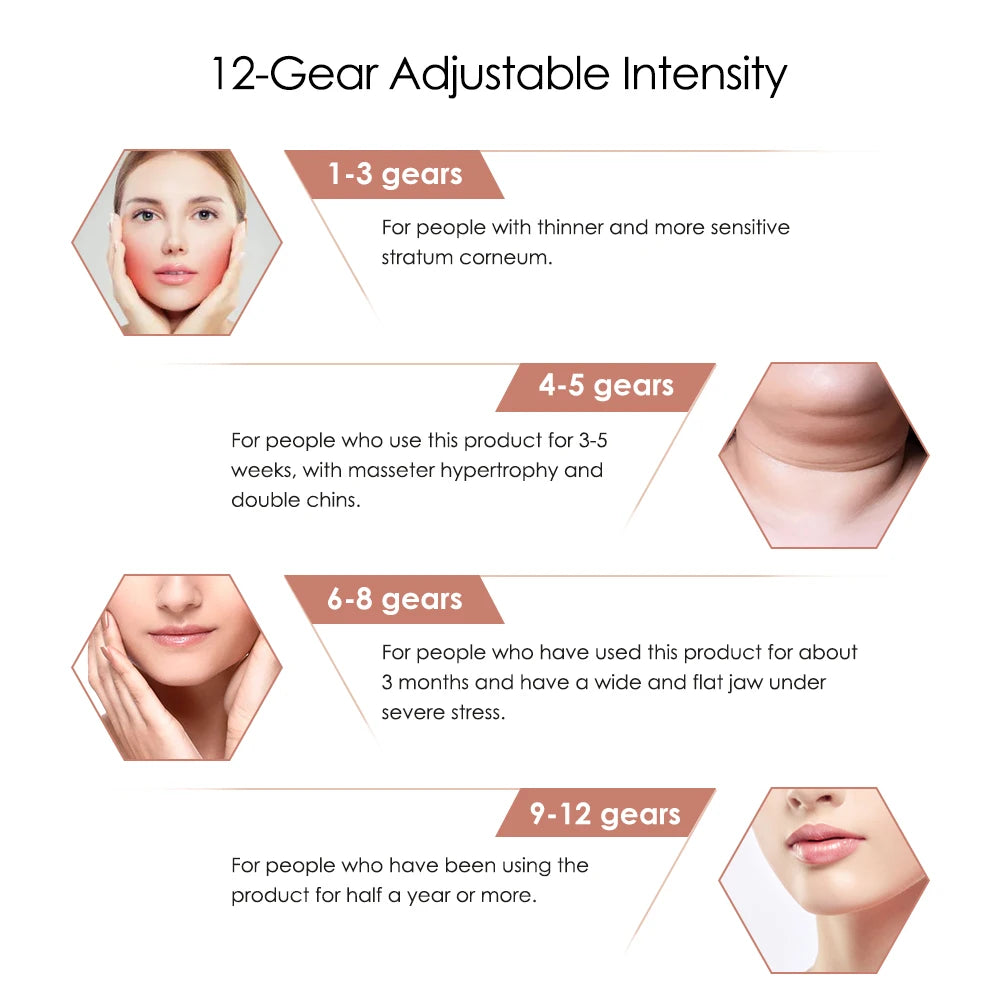 EMS Facial Lifting Device LED Face Slimming Vibration Massager Double Chin Removal