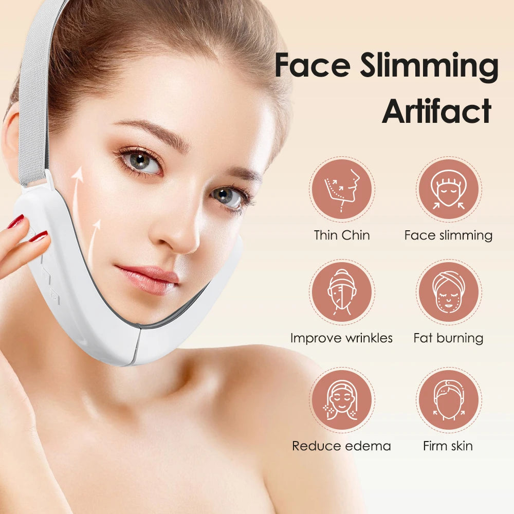 EMS Facial Lifting Device LED Face Slimming Vibration Massager Double Chin Removal