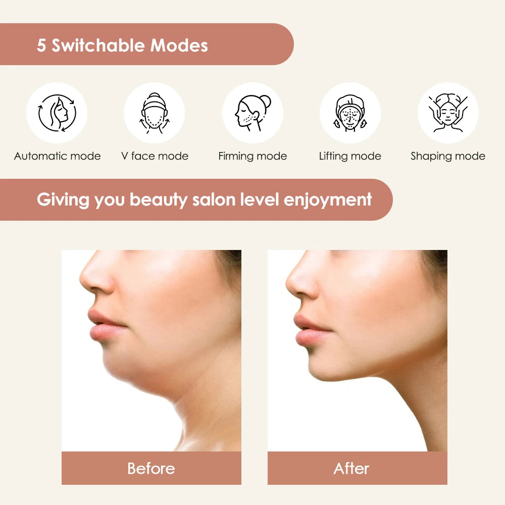 EMS Facial Lifting Device LED Face Slimming Vibration Massager Double Chin Removal