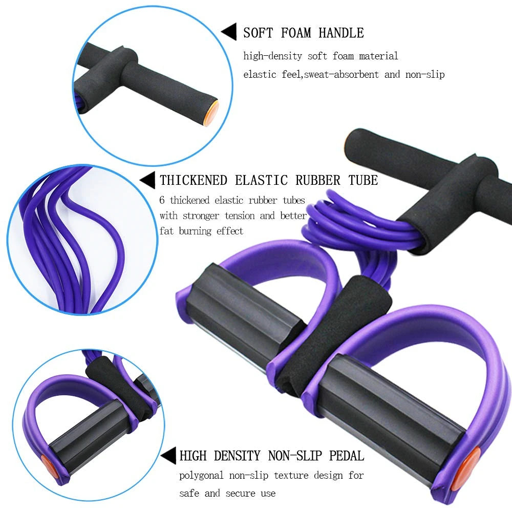 Multifunction Tension Rope, 6-Tube Elastic Yoga Pedal Puller Resistance Band.